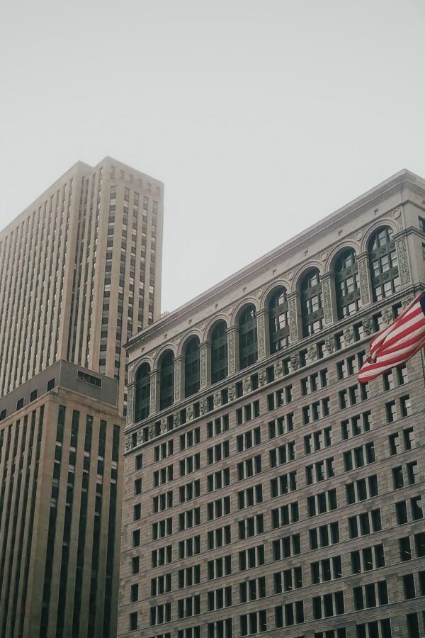 Chicago buildings in mist